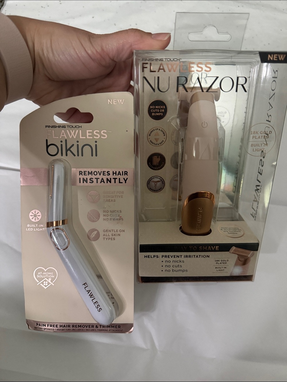 LAWLESS Bikini Trimmer and NU Razor Hair Removers in White and Gold